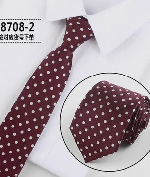 Skinny Polka Dot Stropdas voor Heren - 8cm Slim Polyester Jacquard