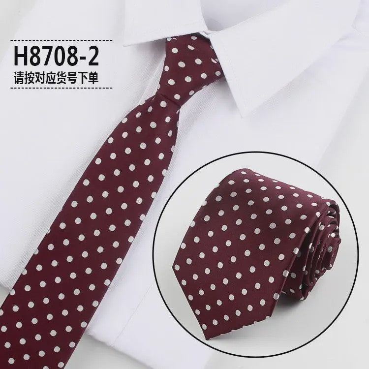 Skinny Polka Dot Stropdas voor Heren - 8cm Slim Polyester Jacquard