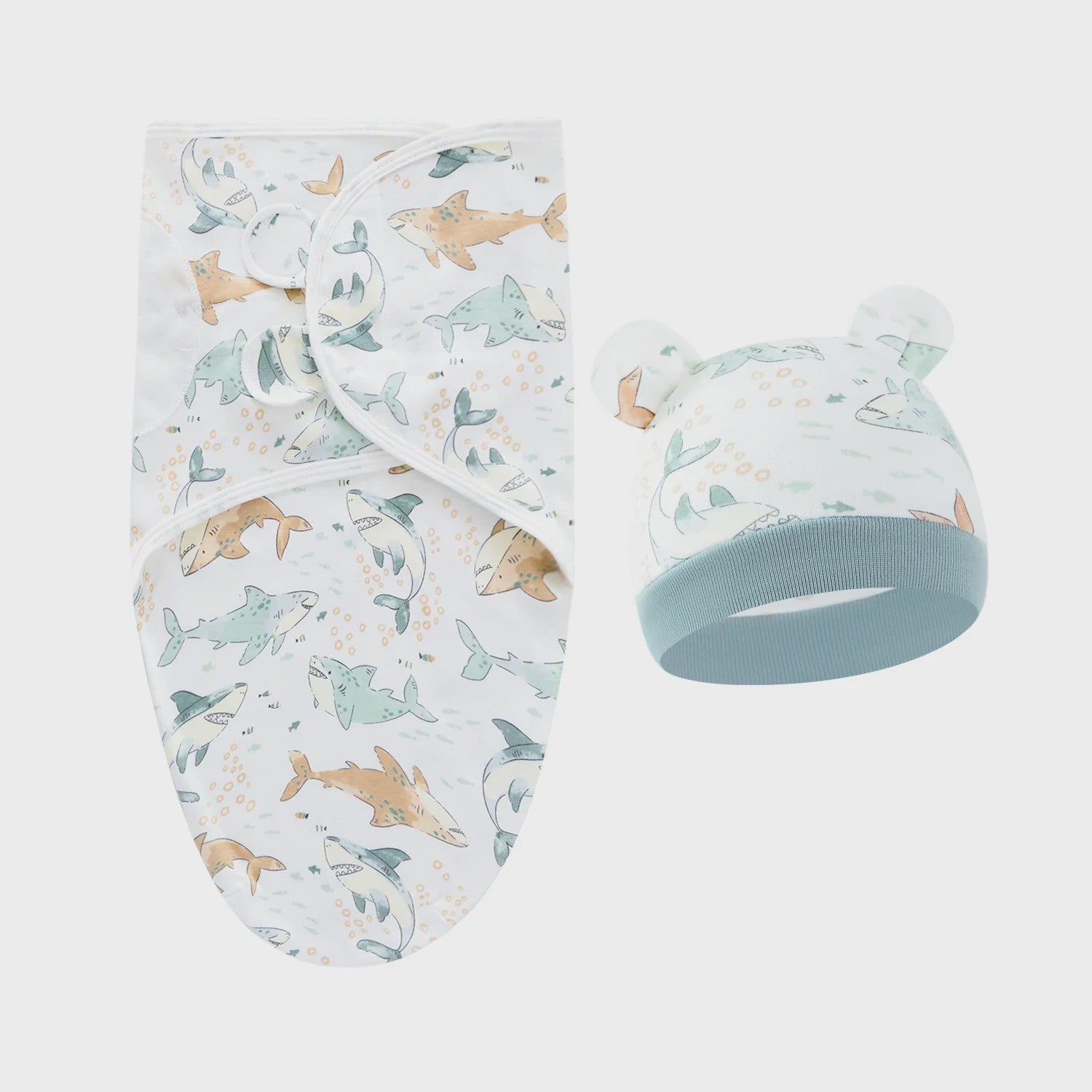 Baby Swaddle & Muts Set - Katoen, Verstelbaar, Cartoon Print, 0-6 Maanden