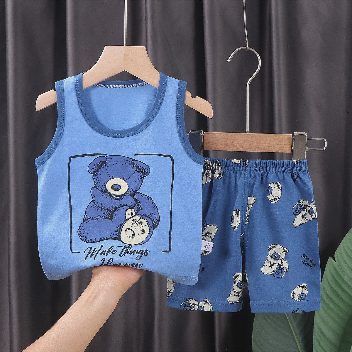 Zomer Set Kinderen: Katoenen Mouwloos Vest & Shorts met Leuke Prints