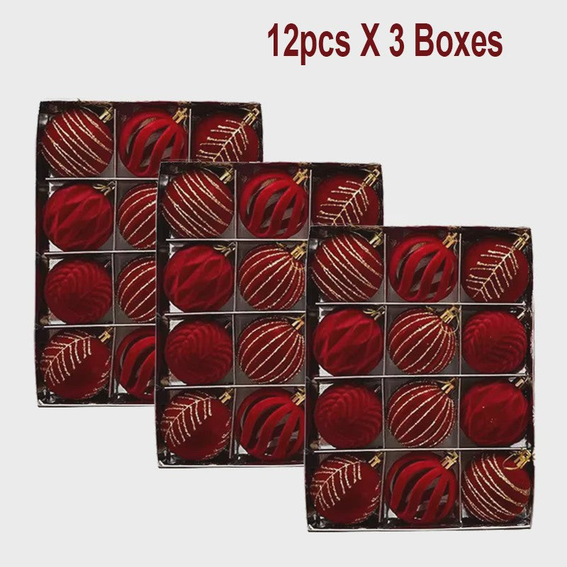 Kerstballen 6cm - Set van 12/16 Stuks - Wijnrood & Goud - Fluweelzacht & Feestelijk