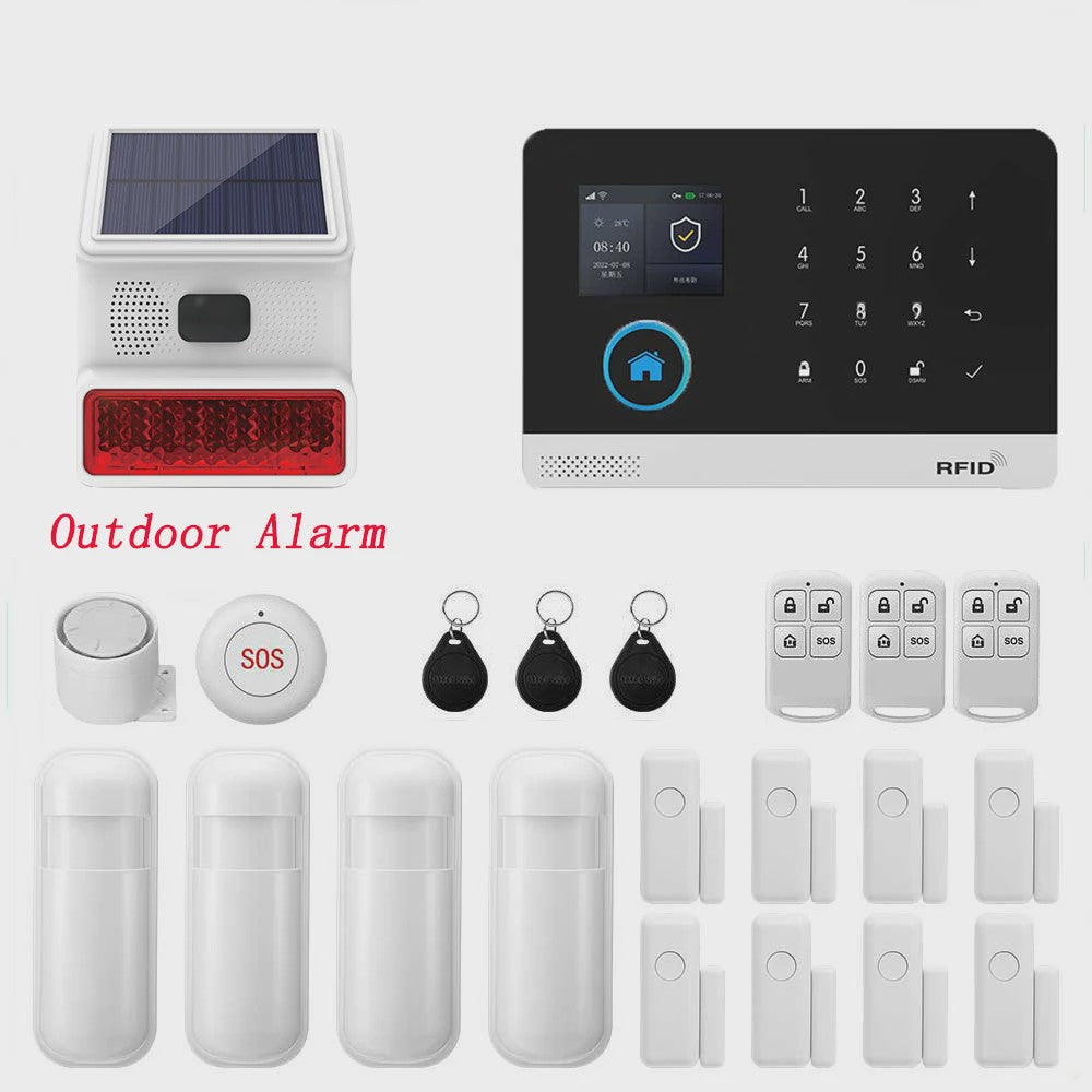 Slim Beveiligingssysteem voor Thuis: WIFI/GSM Alarm met Deur- en Bewegingssensoren, Tuya & Alexa Compatibel
