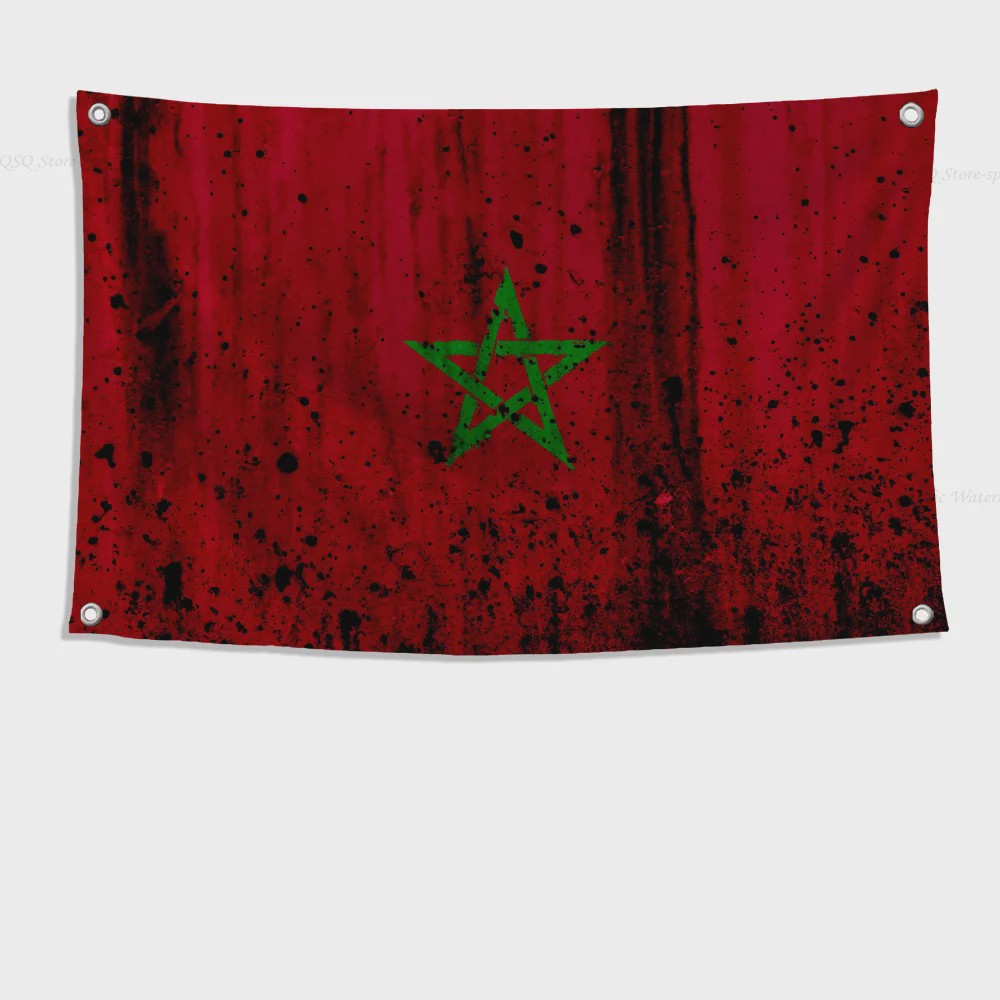Marokkaanse Vlag - Polyester Decoratie met Ophangringen voor Binnen en Buiten