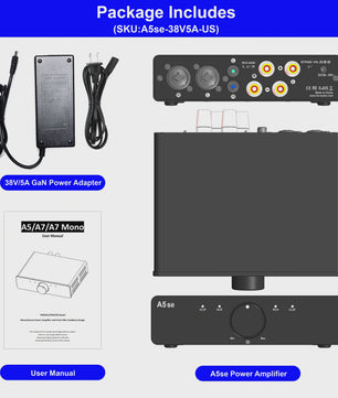 ALSOZONE A5se Desktop HiFi Versterker - 140W x 2 Krachtige Class D Audio Versterker met XLR/TRS & RCA Ingangen