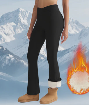 Dames Fleece Leggings - Hoge Taille, Thermo, Flared Model voor Winter & Casual