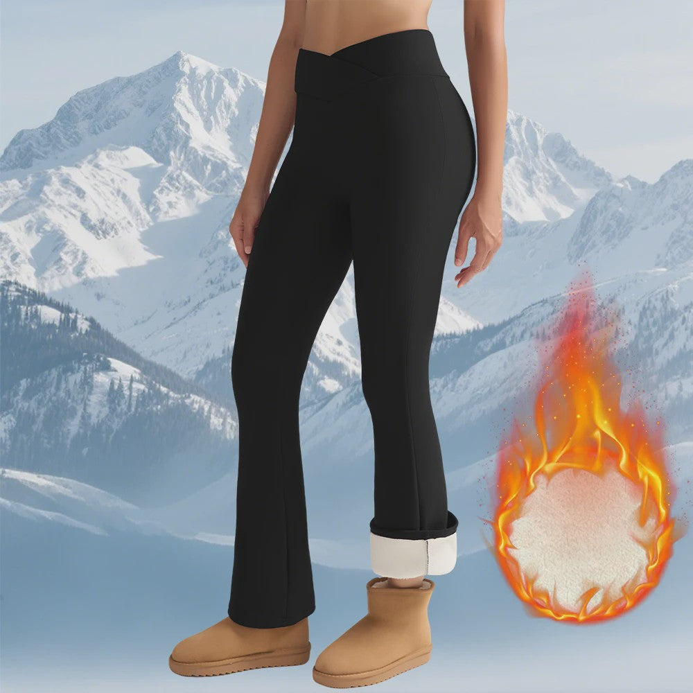 Dames Fleece Leggings - Hoge Taille, Thermo, Flared Model voor Winter & Casual