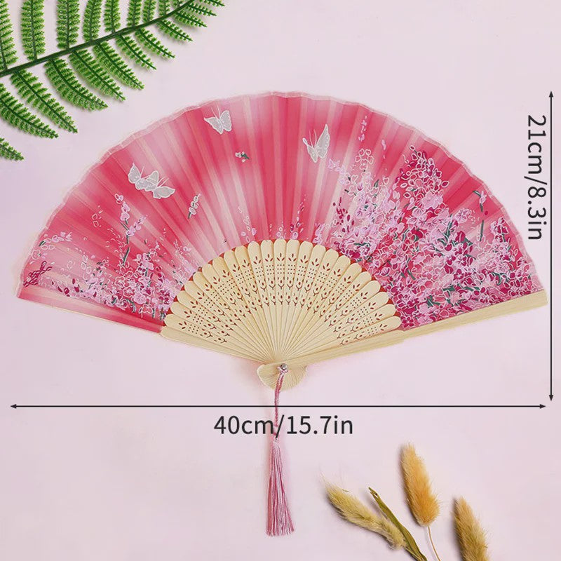 Elegante Chinese Stijl Vouwbare Handwaaier met Kwastje - Perfect voor Dans, Decoratie of Cadeau