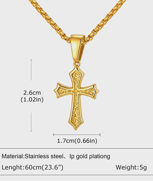 Stijlvolle Gouden Heren Ketting met Kruis Hanger - Roestvrij Staal, Vintage Mode Sieraden