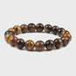 Elastische Charm Armband met Natuursteen Kralen: Lavasteen & Tijgeroog (6/8/10mm) - Voor Dames en Heren