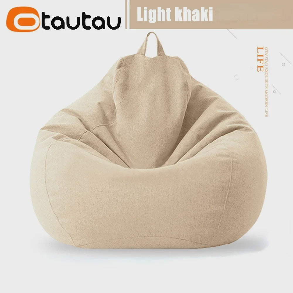 70cm Gevulde Beanbag Sofa van Katoen Linnen - Comfortabele Loungestoel voor Ontspanning