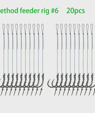 Method Feeder Rigs Set: 10/20 Stuks Haken met Gevlochten Lijn voor Feeder Vissen