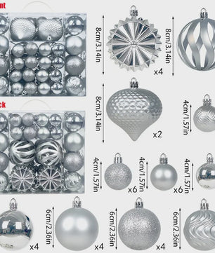 48x Kerstballen Set 4/6/8cm - Diverse Vormen & Afwerkingen - Decoratie Hangertjes