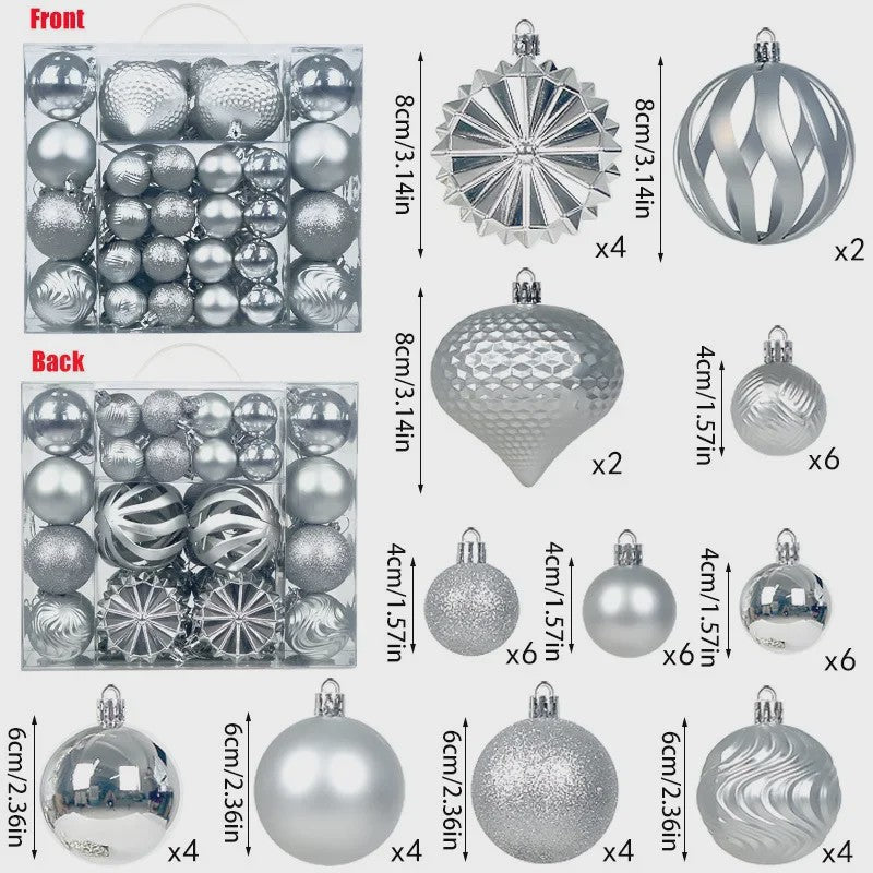 48x Kerstballen Set 4/6/8cm - Diverse Vormen & Afwerkingen - Decoratie Hangertjes