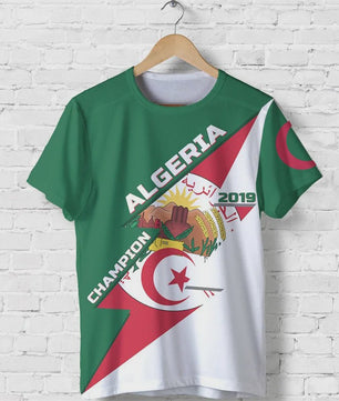 Heren T-shirt met Algerijnse Vlag 3D Graphic - Perfect voor Voetbalfans en Sportieve Gelegenheden