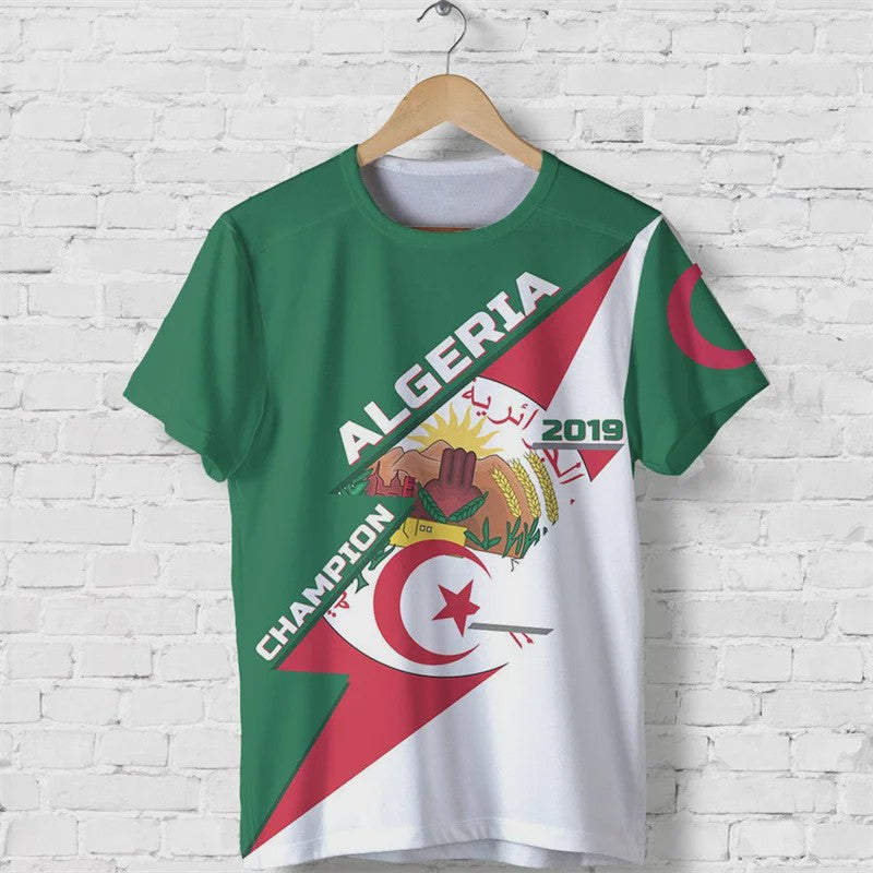 Heren T-shirt met Algerijnse Vlag 3D Graphic - Perfect voor Voetbalfans en Sportieve Gelegenheden