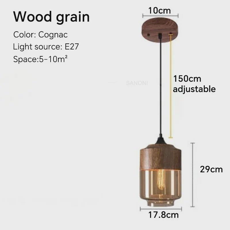 Scandinavische Houten LED Glas Hanglamp - Modern Design voor Woonkamer, Slaapkamer & Eetkamer