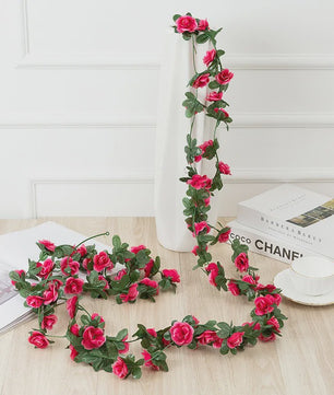 Kunstrozen Garland - Decoratieve Slier met Rozen en Bladeren