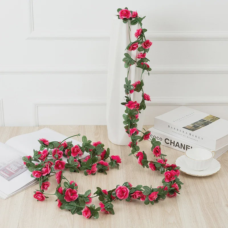 Kunstrozen Garland - Decoratieve Slier met Rozen en Bladeren