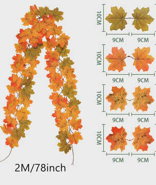 200cm Herfst Esdoornblad Slinger met Kunstbladeren - Decoratie voor Huis, Tuin, Halloween