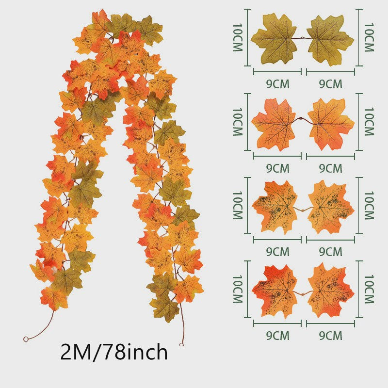 200cm Herfst Esdoornblad Slinger met Kunstbladeren - Decoratie voor Huis, Tuin, Halloween