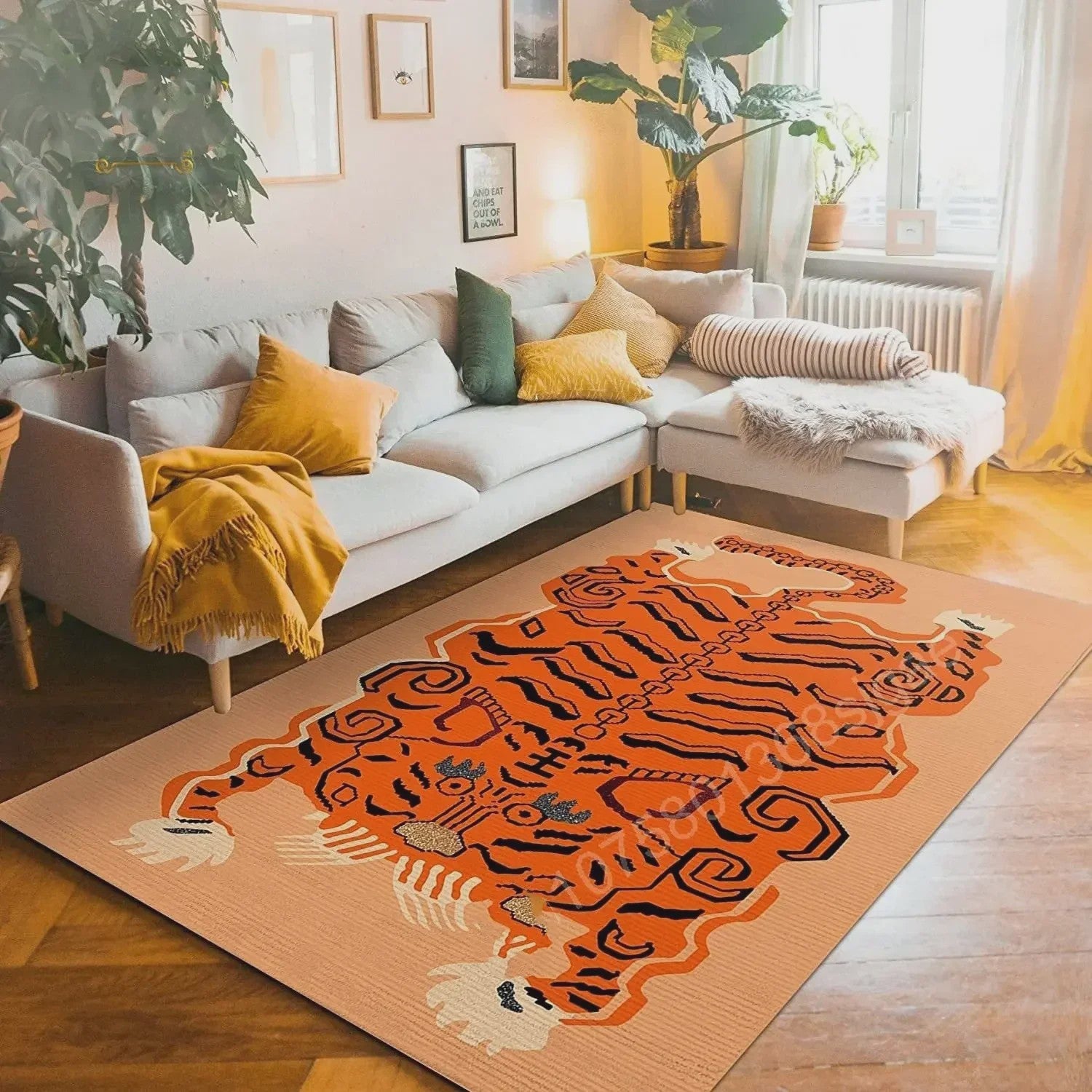 Bohemian Tibetaanse Tijger Vloerkleed - Antislip Decoratief Kleed voor Woonkamer & Slaapkamer