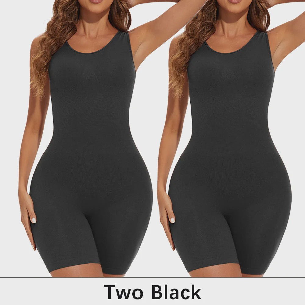 Naadloze Body Shaper Bodysuit met Brede Bandjes - Volledige Compressie & Dij Slimming