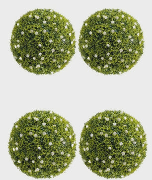Kunst Buxusbollen met 11 Witte Bloesems - Decoratieve Tuin- en Huisdecoratie