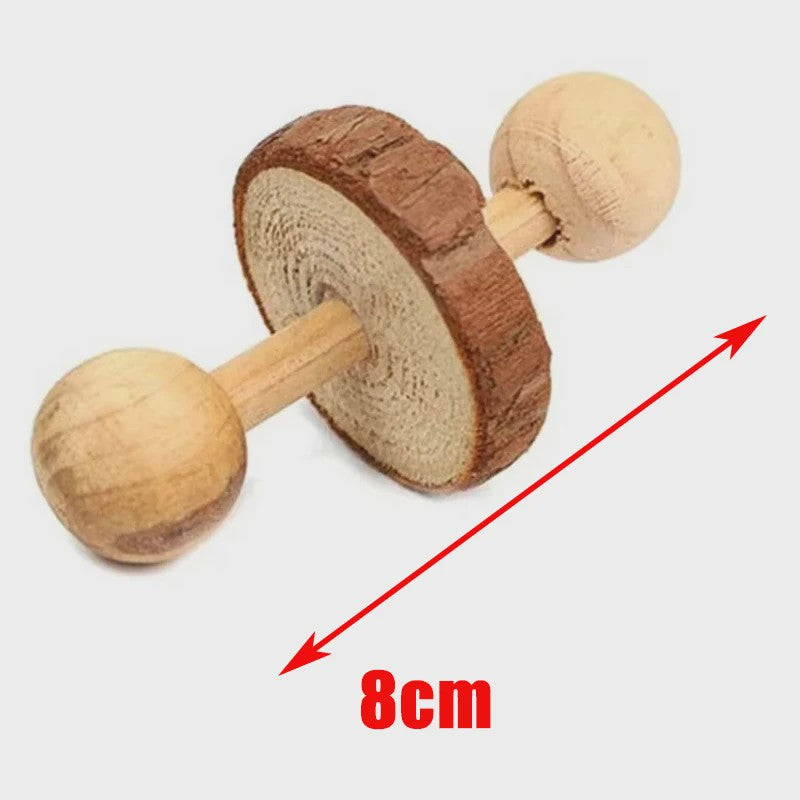 Natuurlijk Houten Speelgoed Set voor Knaagdieren, Konijnen & Hamsters - Kauwspeelgoed met Bel & Bal
