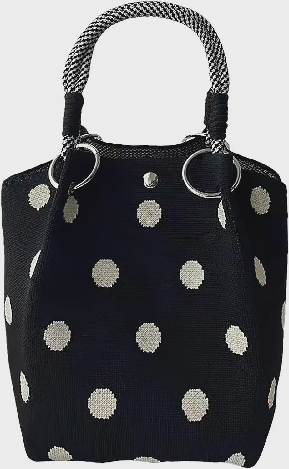Mini Gebreide Bucket Bag Dames - Kleurrijk Colorblock Polstasje met Afneembare Handgreep