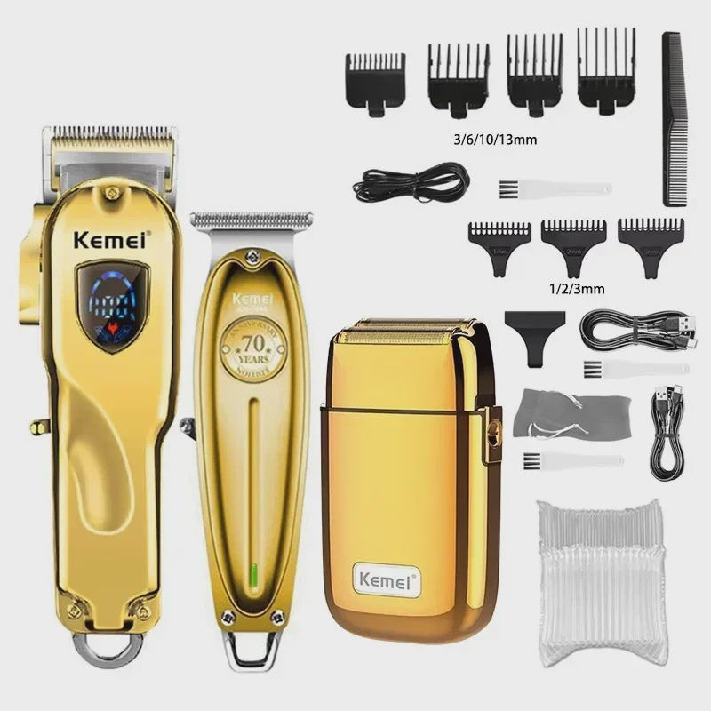 Kemei Professionele Metalen Trimmer KM-TX1/KM-2010/KM-1949 - Oplaadbaar met LED Display