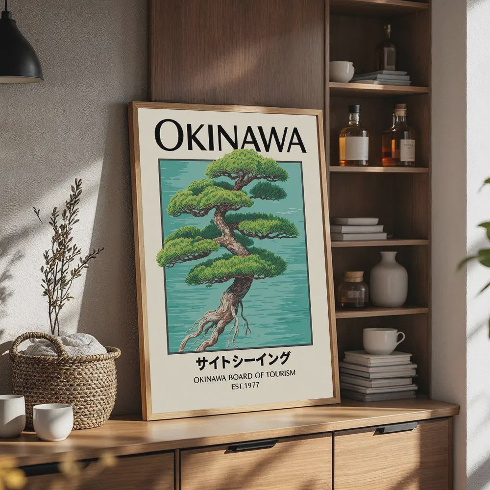 Japanse Koi Vis & Okinawa Vintage Poster - Japandi Wanddecoratie