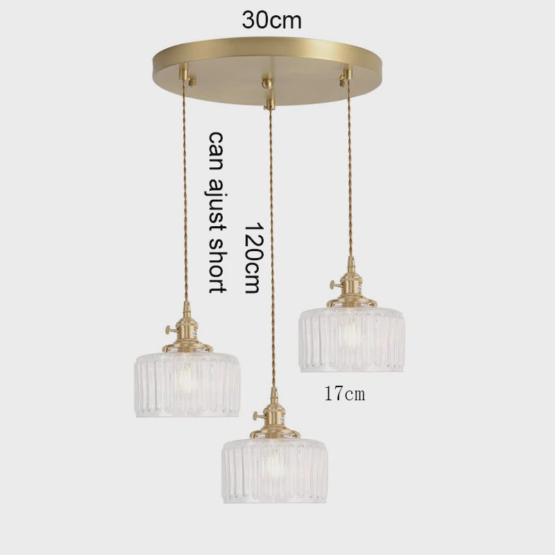 Vintage Groene Glazen Hanglamp - Nordic Stijl, Koperen Accent