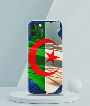 Transparante TPU Hoesje met Algerijnse Vlag - Schokbestendig voor iPhone (Diverse Modellen)