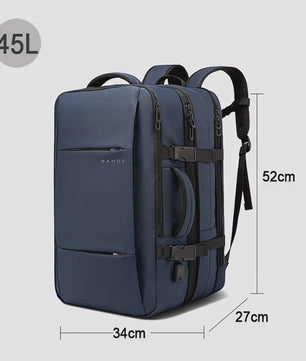 BANGE Heren Rugzak - Waterdicht, Uitbreidbaar, 17.3" Laptopvak, Grote Capaciteit voor Reizen & Wandelen
