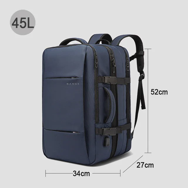BANGE Heren Rugzak - Waterdicht, Uitbreidbaar, 17.3" Laptopvak, Grote Capaciteit voor Reizen & Wandelen
