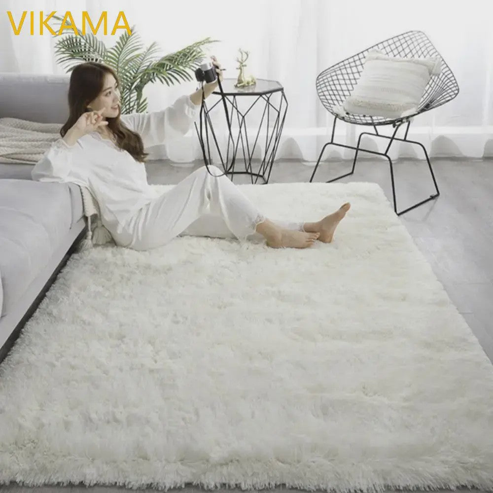 VIKAMA Luxe Pluche Vloerkleed - Zacht & Sfeervol voor Slaapkamer en Woonkamer