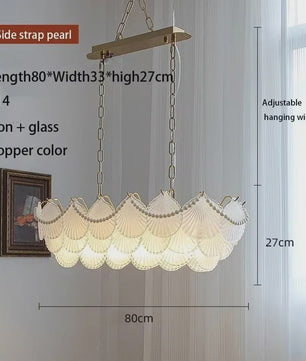 Moderne Koperen Plafondlamp met Schelp Glas en LED - Stijlvolle Hanglamp voor Woonkamer, Eetkamer & Slaapkamer