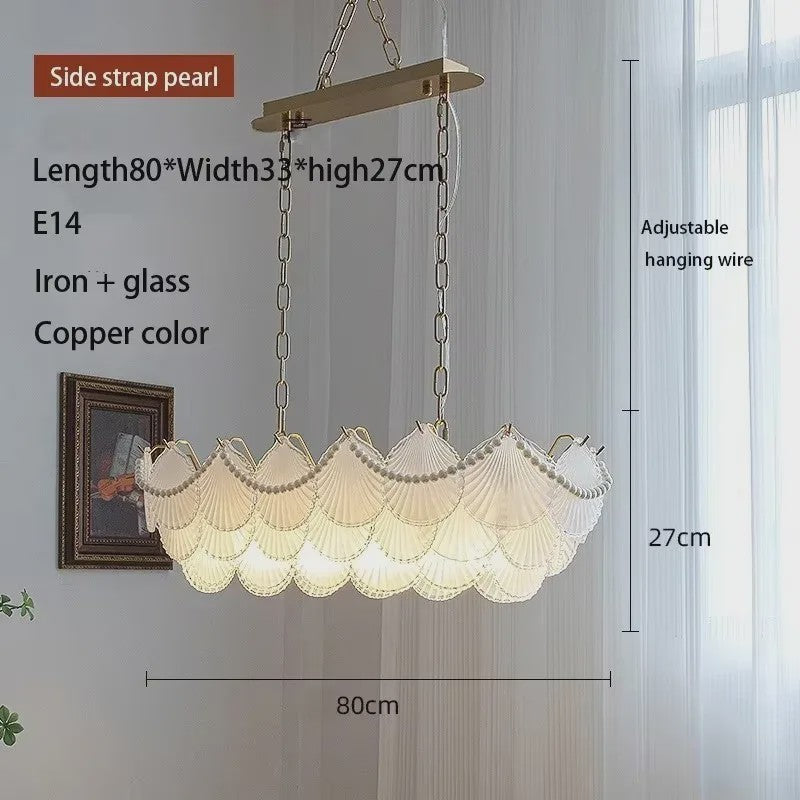 Moderne Koperen Plafondlamp met Schelp Glas en LED - Stijlvolle Hanglamp voor Woonkamer, Eetkamer & Slaapkamer