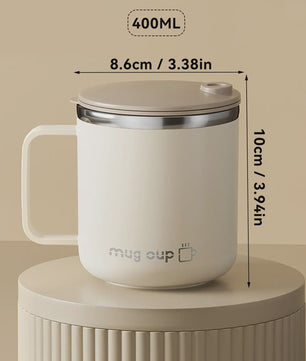 Geïsoleerde Koffiemok met Deksel - 400ML Dubbelwandig RVS Drinkbeker