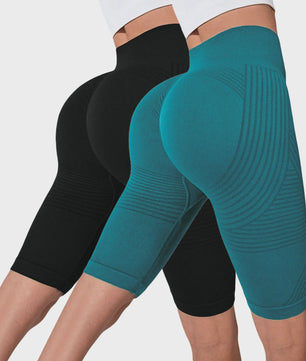 2-Pack Seamless High-Waisted Yoga Shorts met Push-Up Effect - Perfect voor Fitness & Training