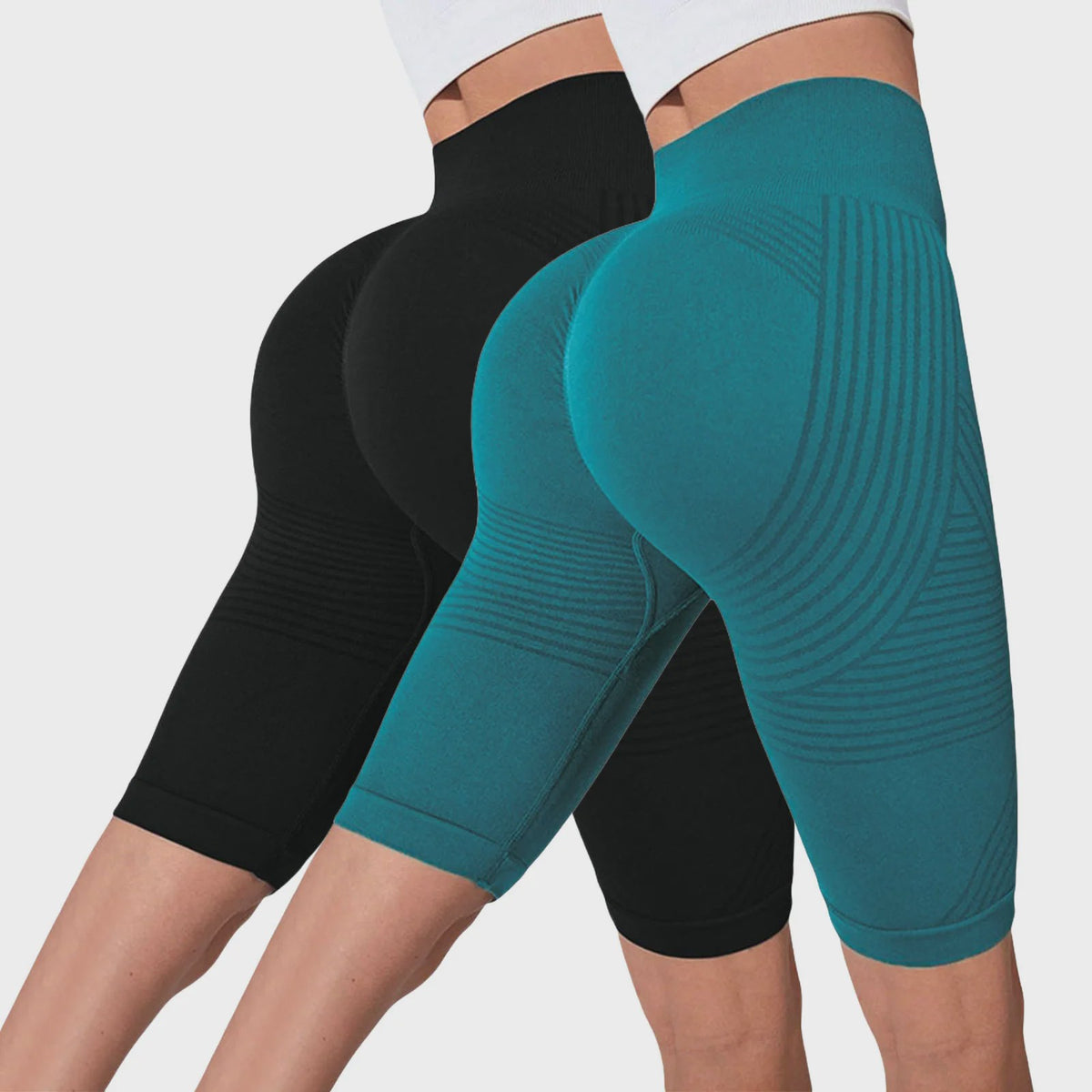 2-Pack Seamless High-Waisted Yoga Shorts met Push-Up Effect - Perfect voor Fitness & Training