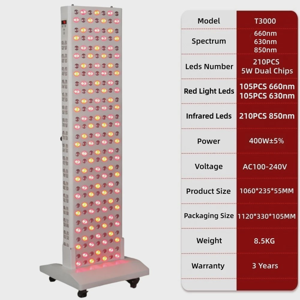 Professioneel Rood & Near Infrared LED Therapie Paneel - 630nm/660nm/850nm Dual Chip