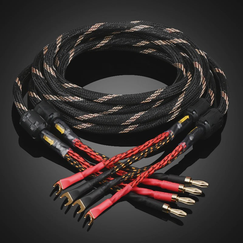 High-End Hifi Luidsprekerkabel - 6N OFC Koper, Vergulde Banana/Y-stekkers