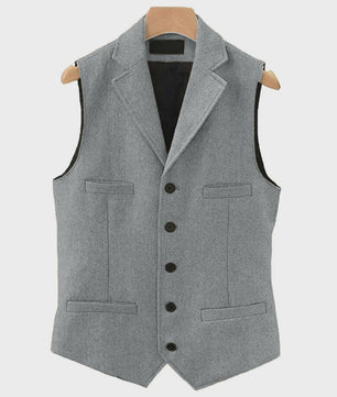 Herentrui Gilet Wol Tweed Visgraat Bruin - Klassiek Gilet voor Bruiloft & Feest