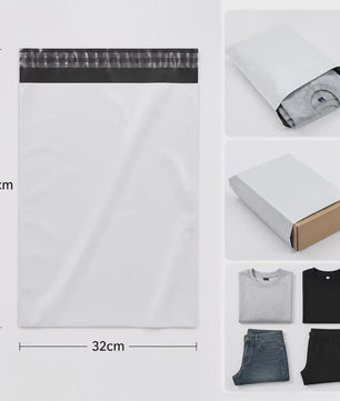 50x Witte Verzendzakken - Sterk Polyethyleen, Zelfklevend, Waterdicht - Ideaal voor Post en Koeriers