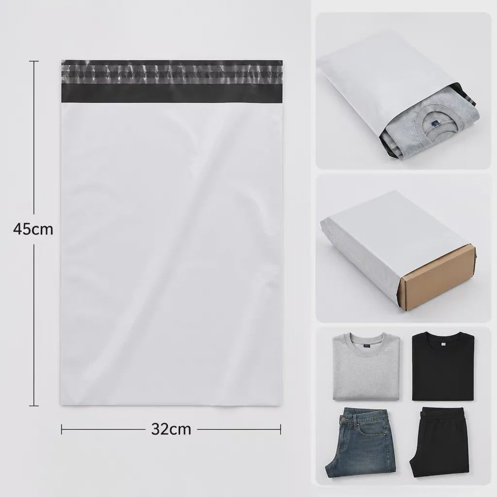50x Witte Verzendzakken - Sterk Polyethyleen, Zelfklevend, Waterdicht - Ideaal voor Post en Koeriers