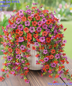 4x Kunst Hangplant - Realistische Nepbloemen met Kleurrijke Bloemen voor Binnen & Buiten Zomer Decoratie
