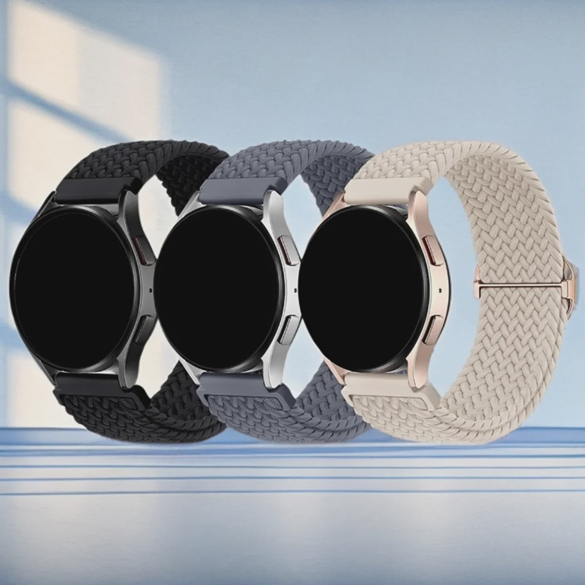 3x Elastische Nylon Bandjes voor Smartwatches (18/20/22mm) - Snelwissel & Comfortabel