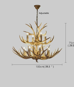 Grote Herten Gewei Kroonluchter - Sfeervolle Hanglamp voor Woonkamer & Loft