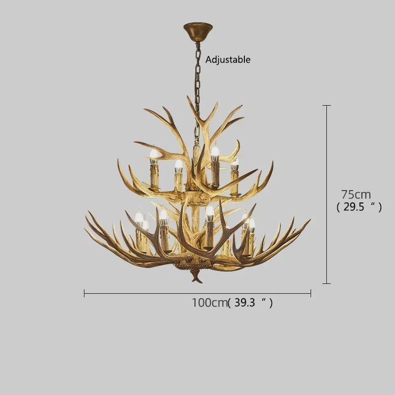 Grote Herten Gewei Kroonluchter - Sfeervolle Hanglamp voor Woonkamer & Loft